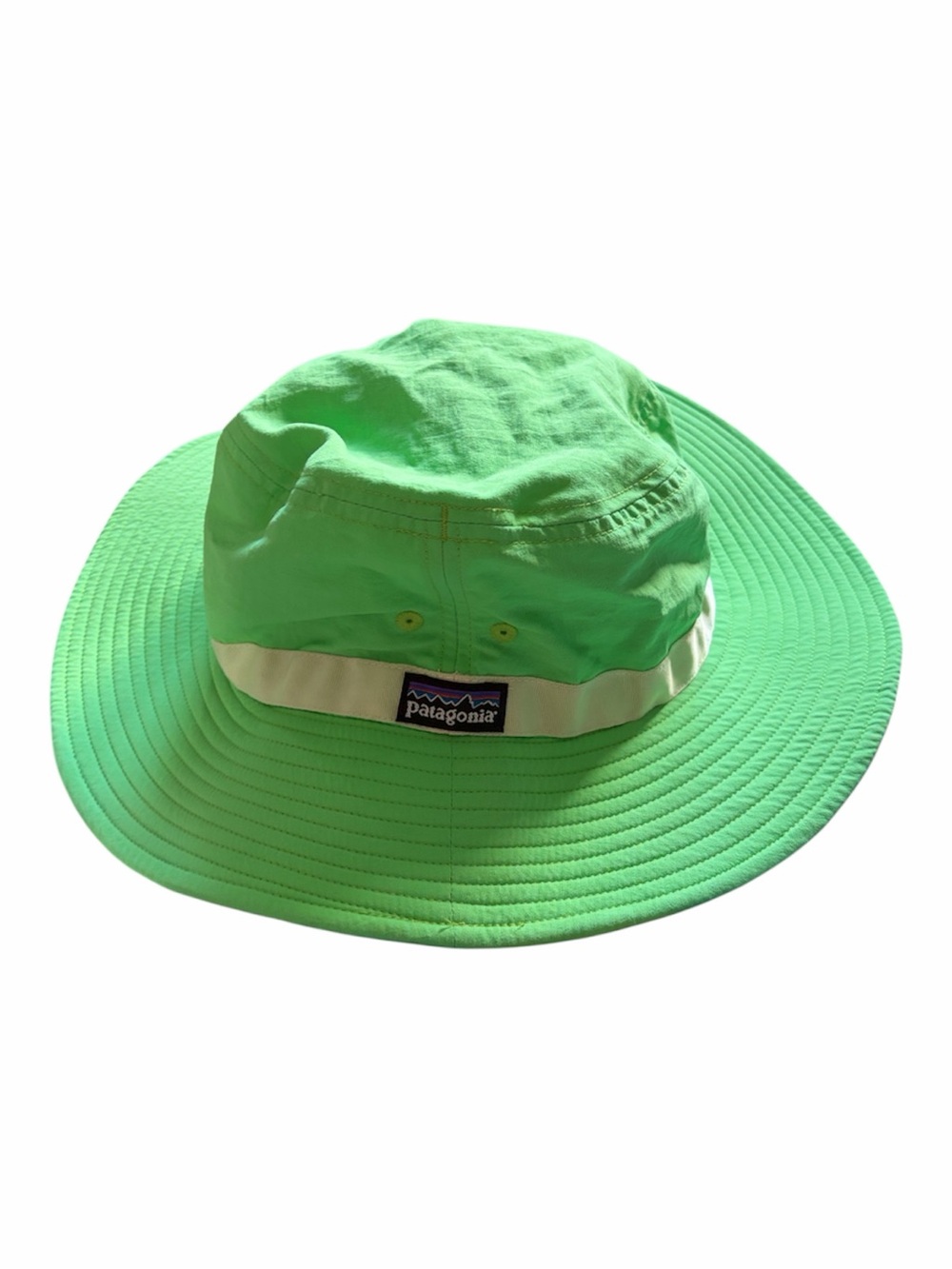 Patagonia Kids Sun Hat in Neon Green with White Trim